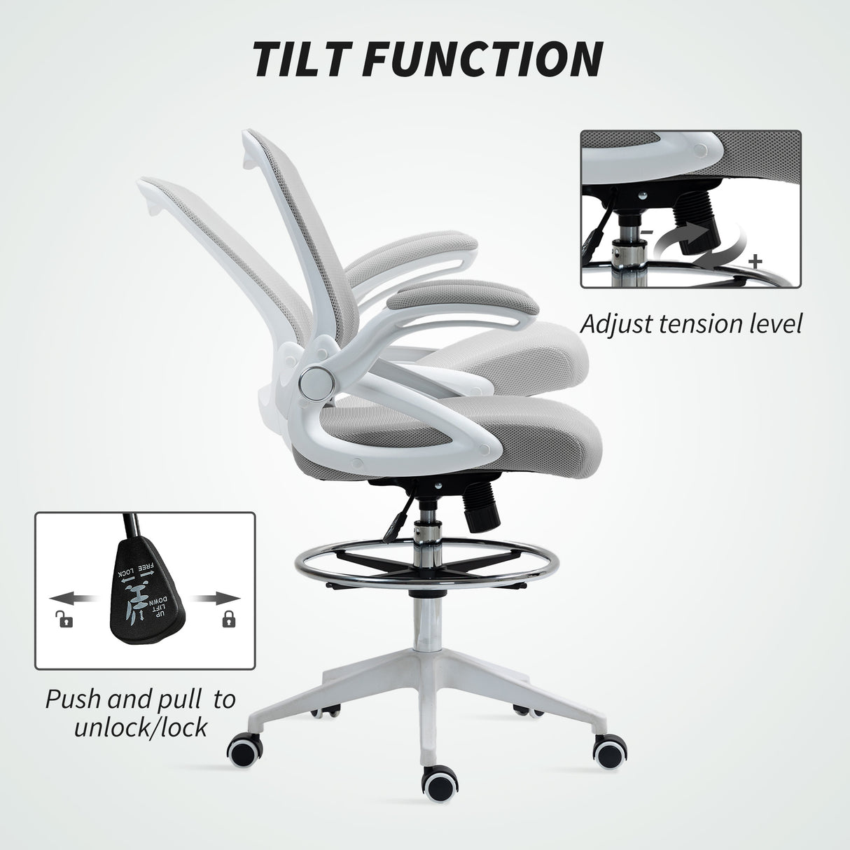 Fabric Home And Office Chair 60cm Wide With Flip-Up Armrest - Velmora