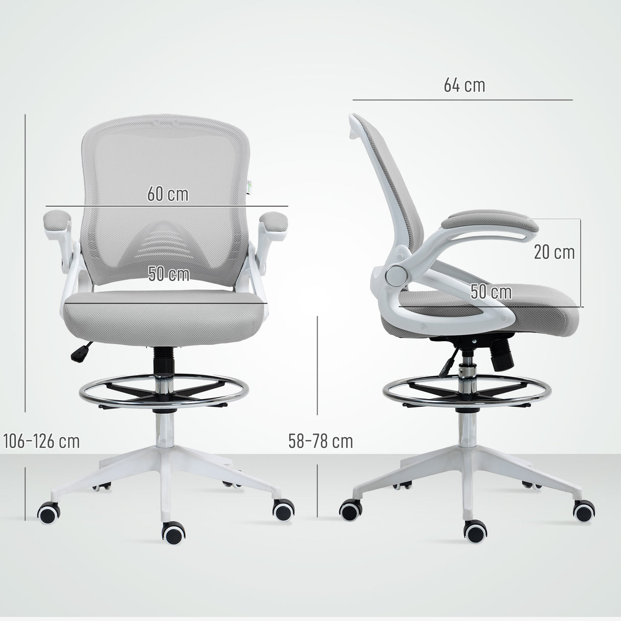Fabric Home And Office Chair 60cm Wide With Flip-Up Armrest - Velmora
