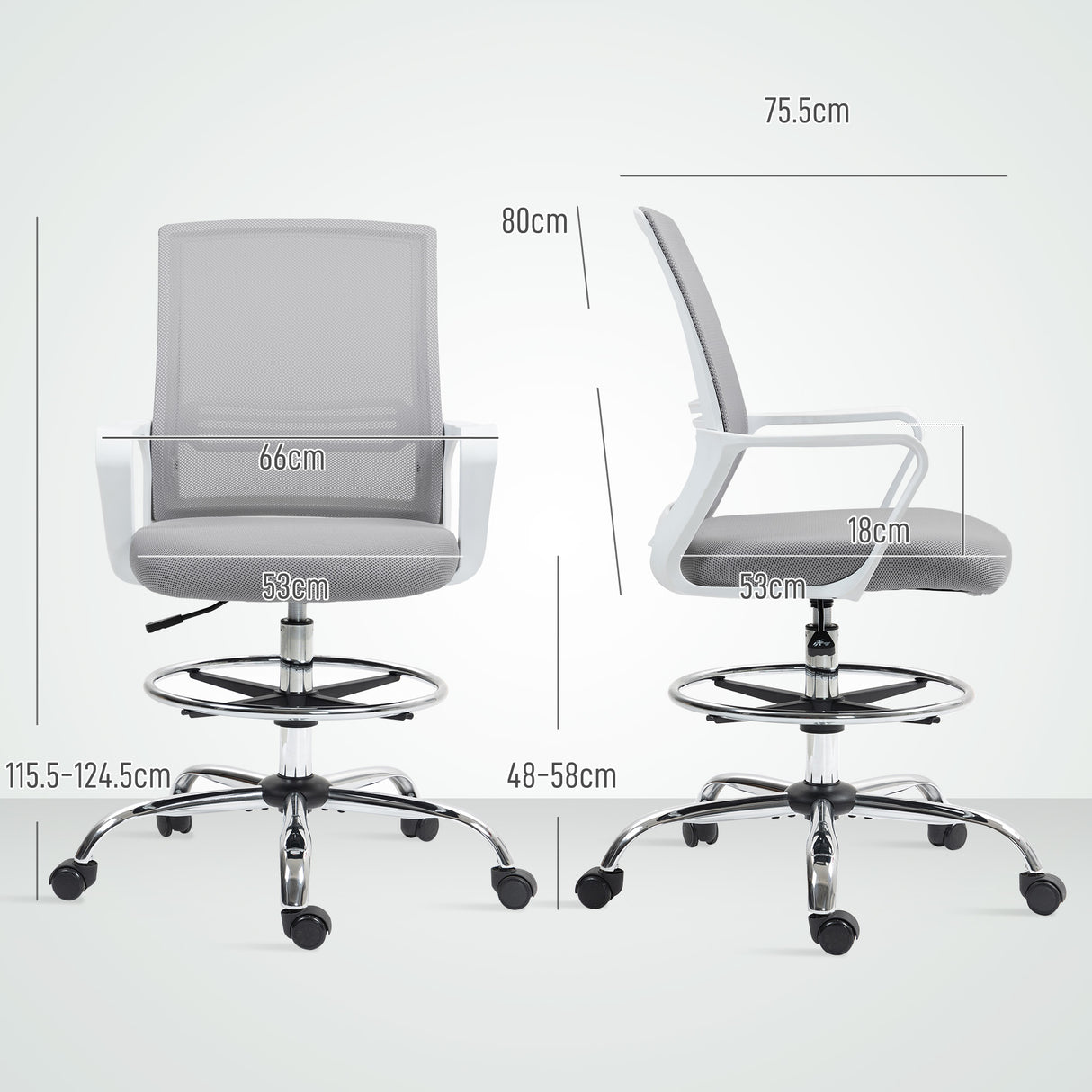 Fabric Home And Office Chair 66cm Wide With Adjustable Foot Ring - Velmora