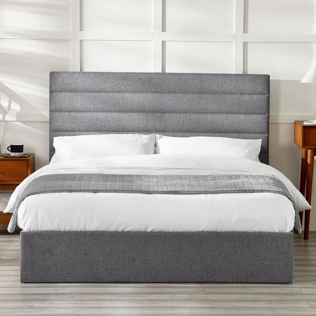 Fabric King Size Ottoman Storage Bed - Merida