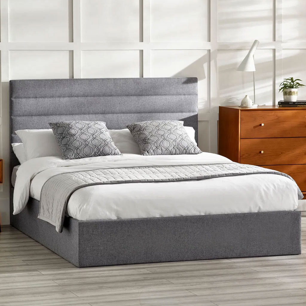 Fabric King Size Ottoman Storage Bed - Merida