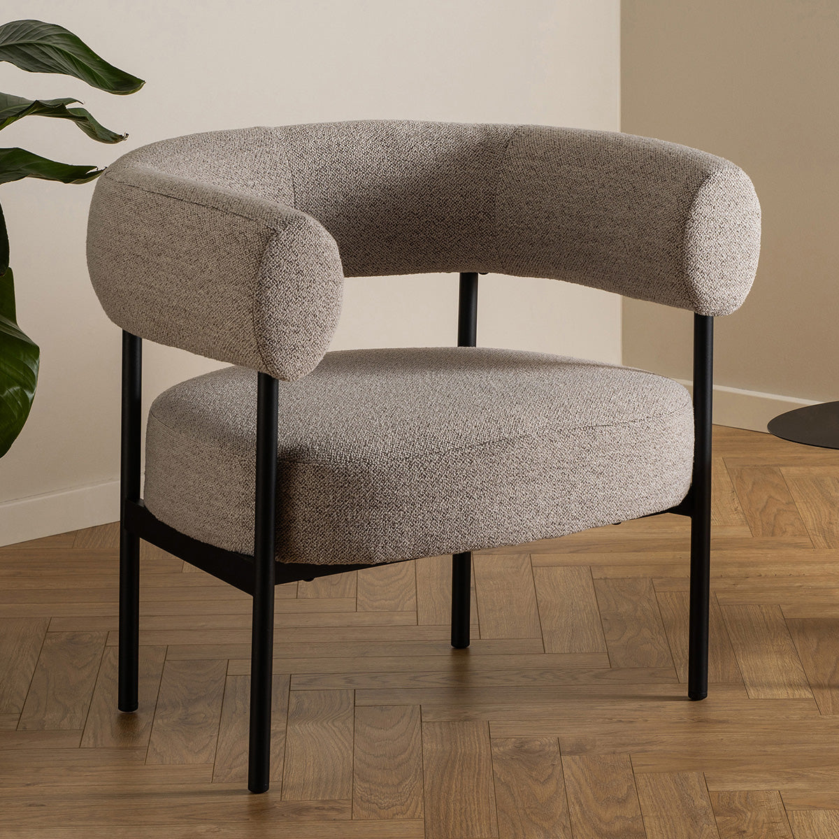 Fabric Lounge Chair With Black Steel Legs - Oakfield