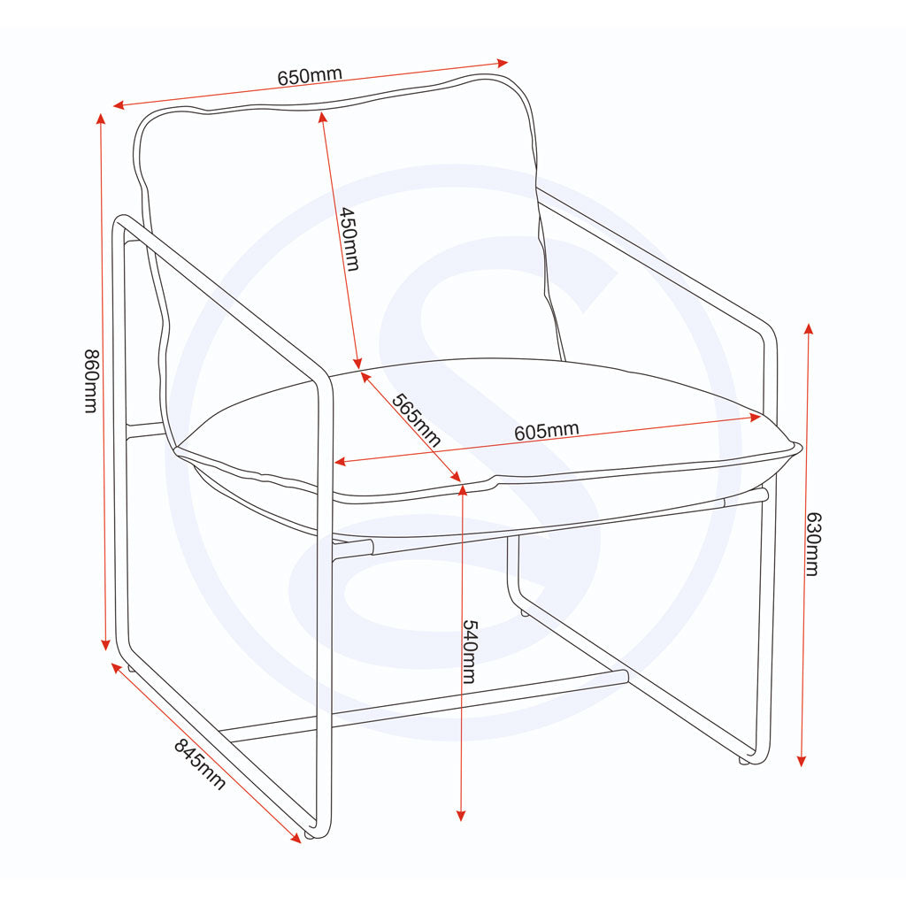 Fabric Occasional Chair With Black Metal Frame - Tivoli