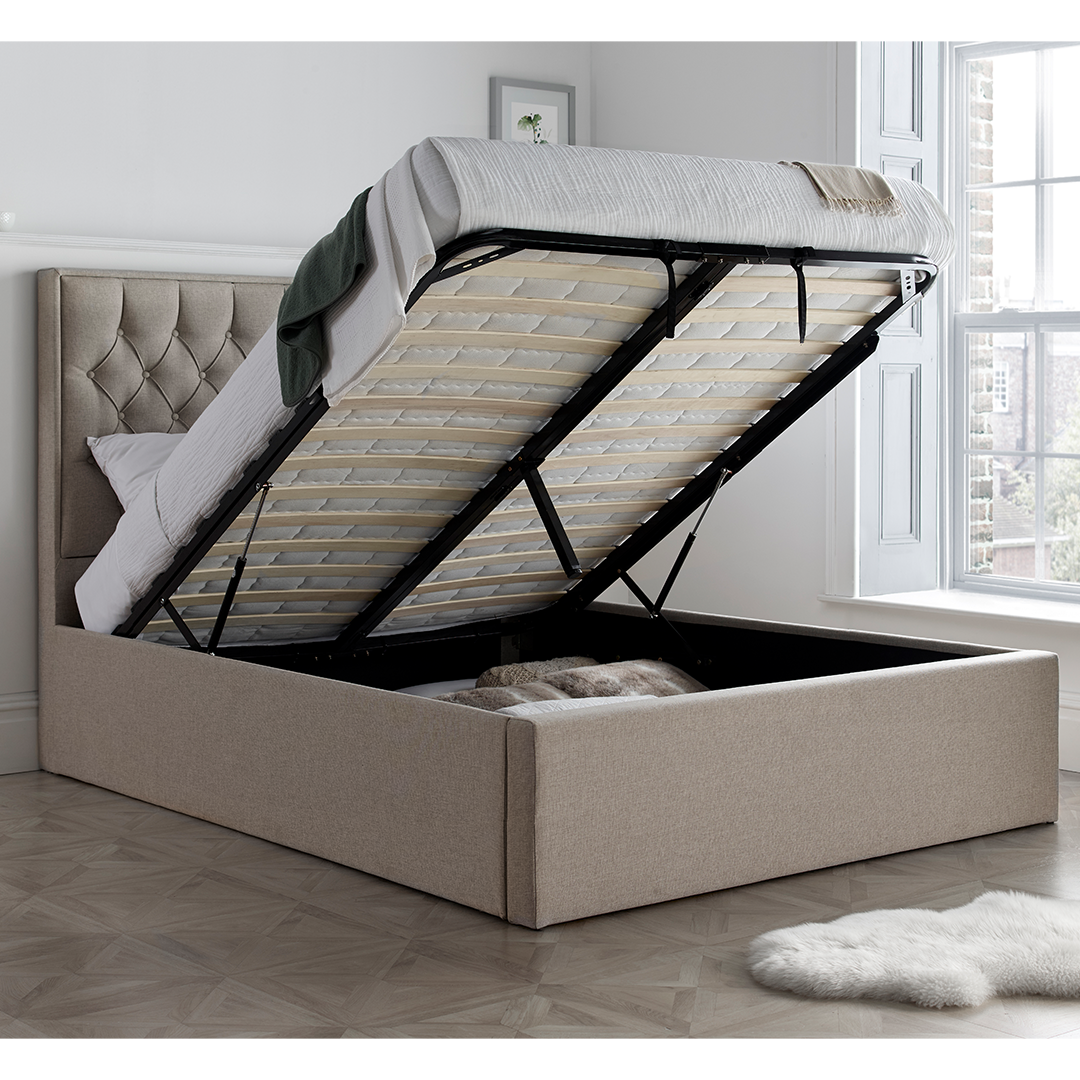 Fabric Ottoman Storage Double Bed - Wilson