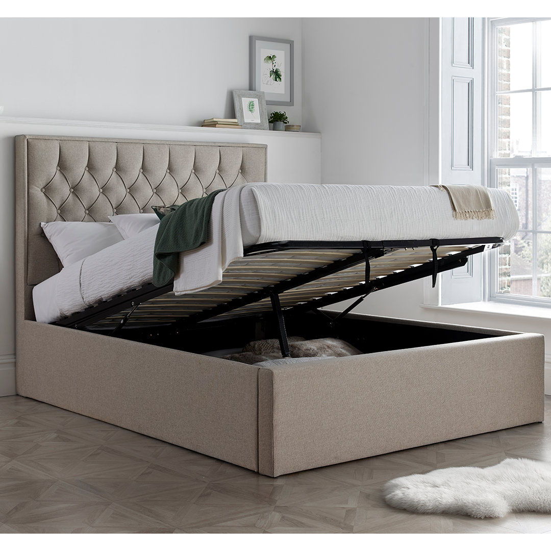 Fabric Ottoman Storage King Size Bed - Wilson
