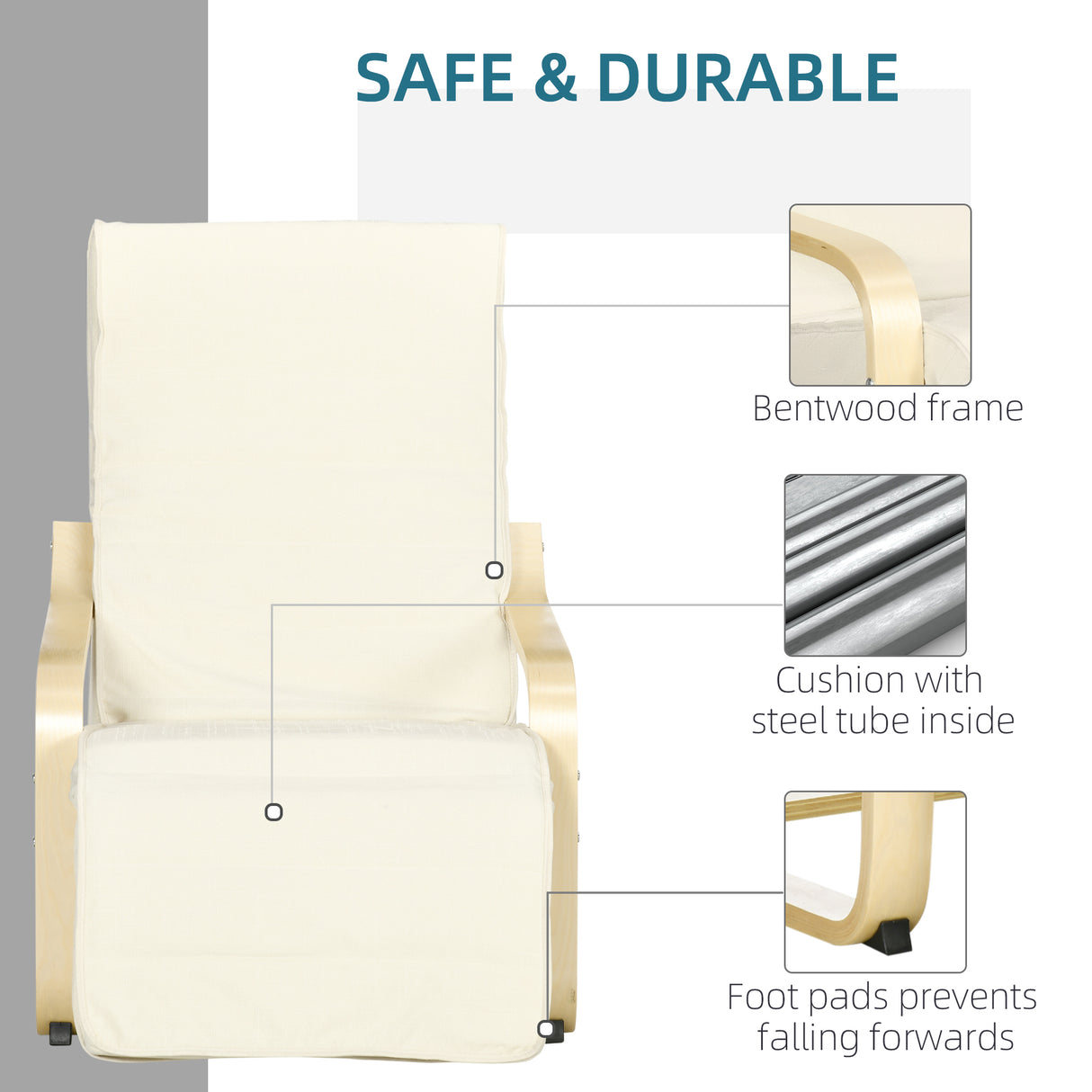 Fabric Recliner Chair 66.5cm Wide With Footrest - Velmora