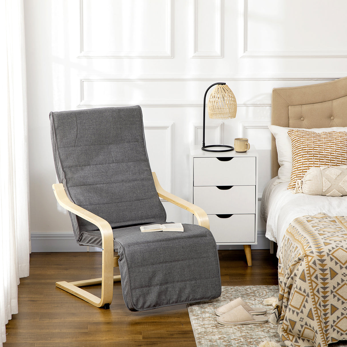 Fabric Recliner Chair 66.5cm Wide With Footrest - Velmora