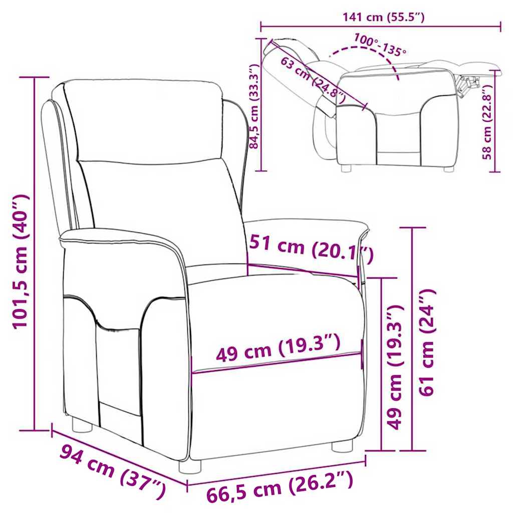 Fabric Recliner Chair 67.5cm Wide - Vantage Home