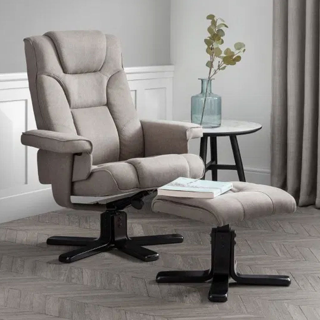 Fabric Recliner Chair With Stool - Malmo