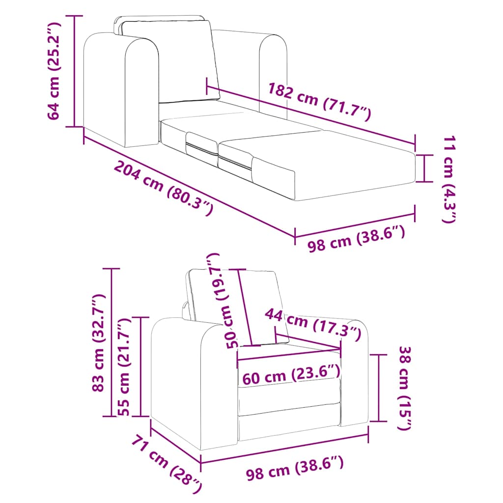 Fabric Sofa Bed 1 Seater - Vantage Home