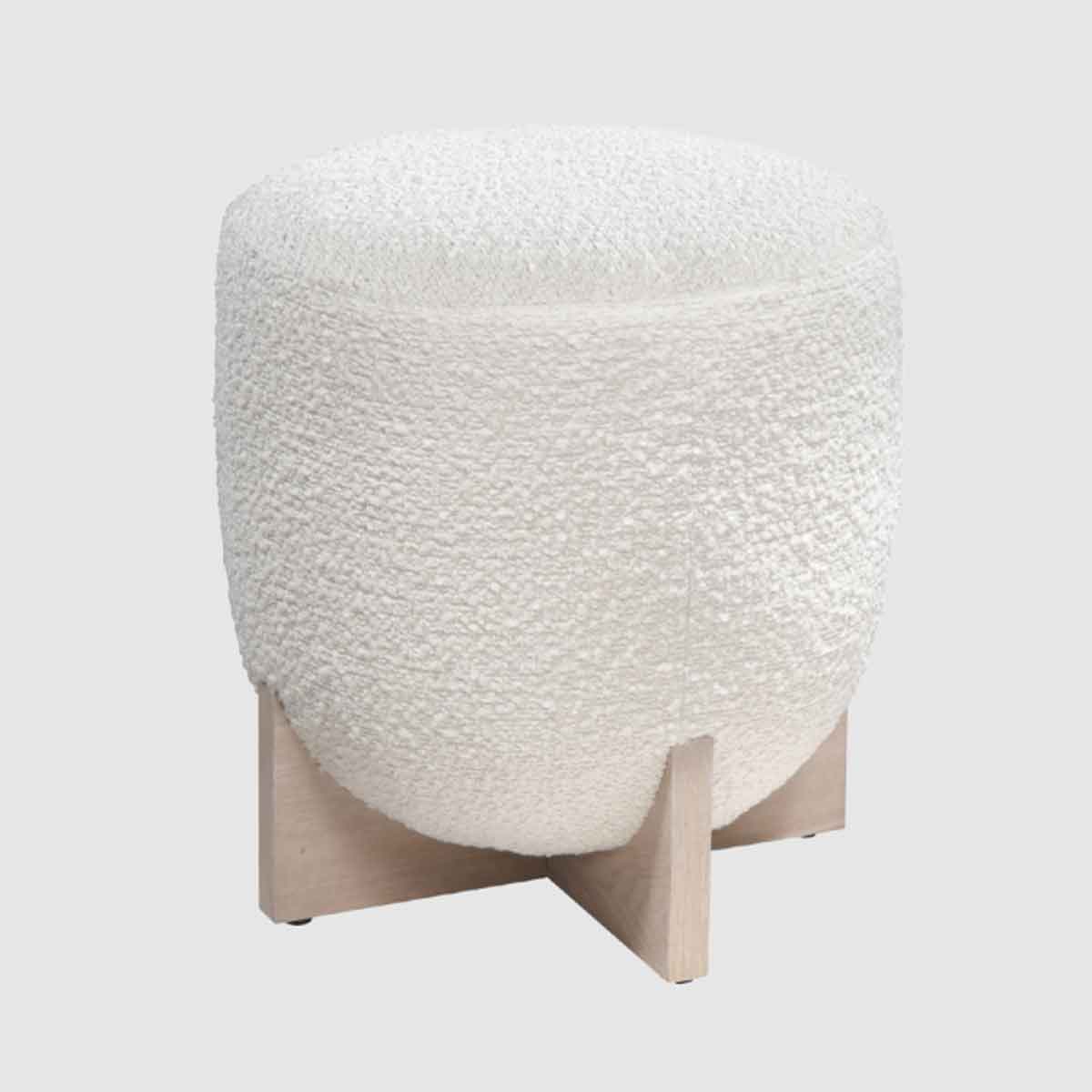 Fabric Stool 41cm Wide Round With Wooden Base - Orchid