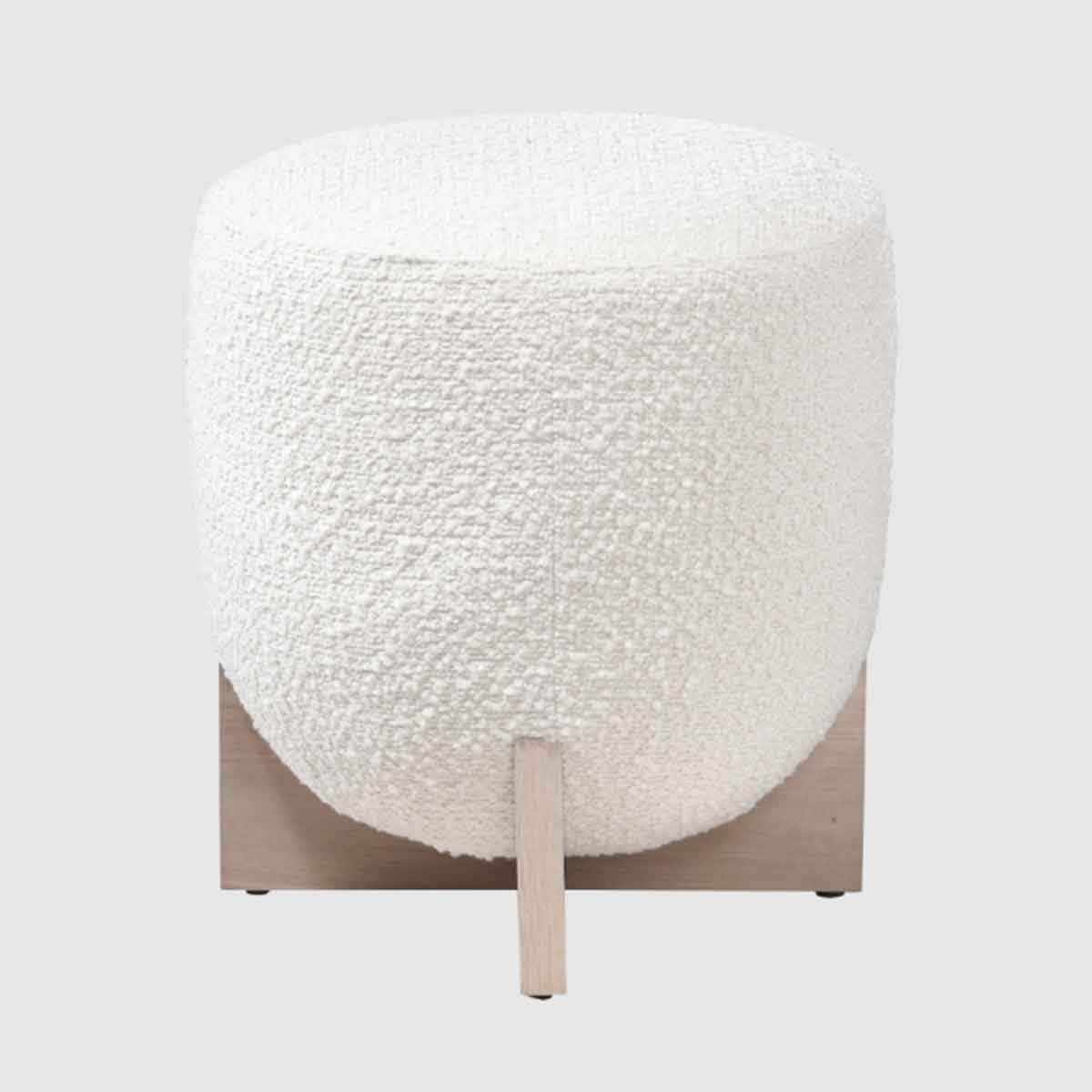 Fabric Stool 41cm Wide Round With Wooden Base - Orchid
