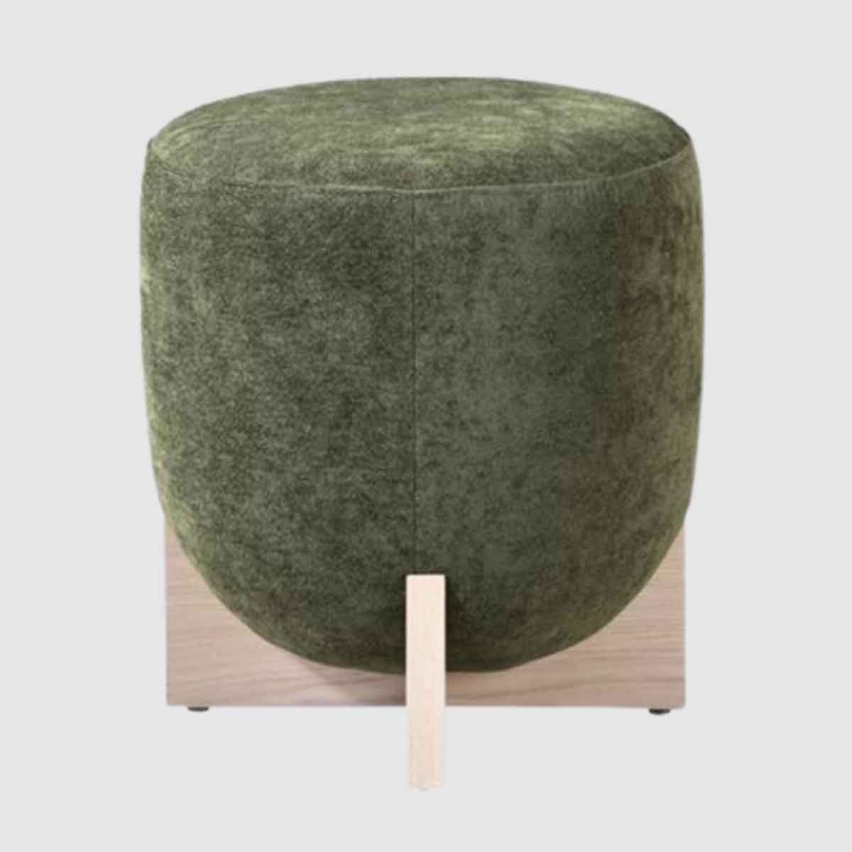 Fabric Stool 41cm Wide Round With Wooden Base - Orchid