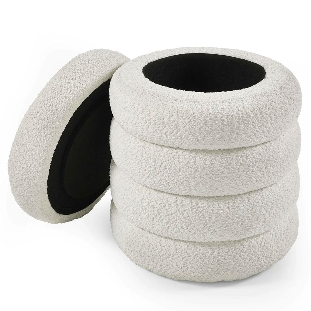 Fabric Stool With Storage Round - Hailey