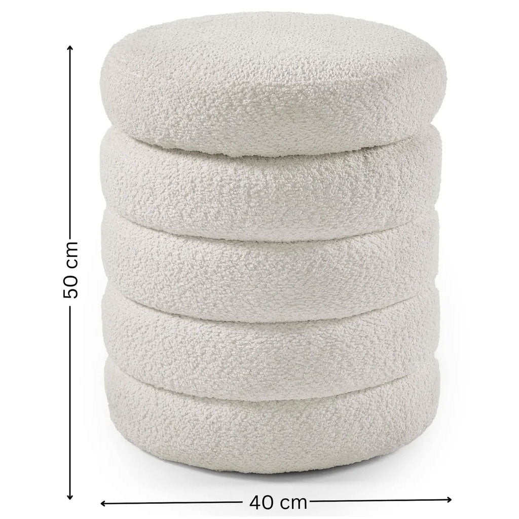 Fabric Stool With Storage Round - Hailey