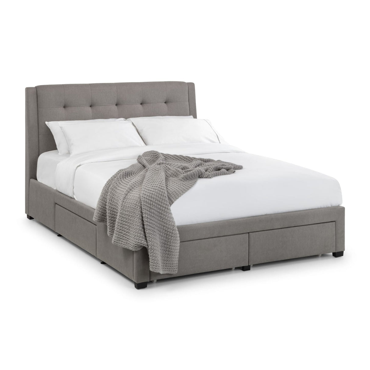 Fabric Super King Size Bed With 4 Drawers - Fullerton