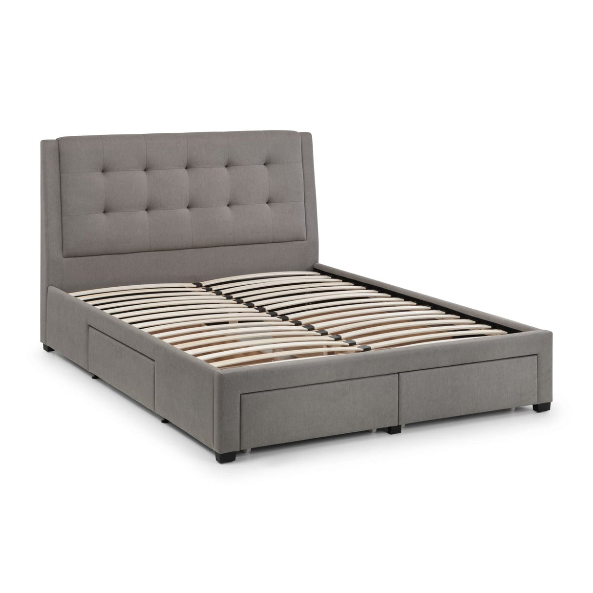 Fabric Super King Size Bed With 4 Drawers - Fullerton