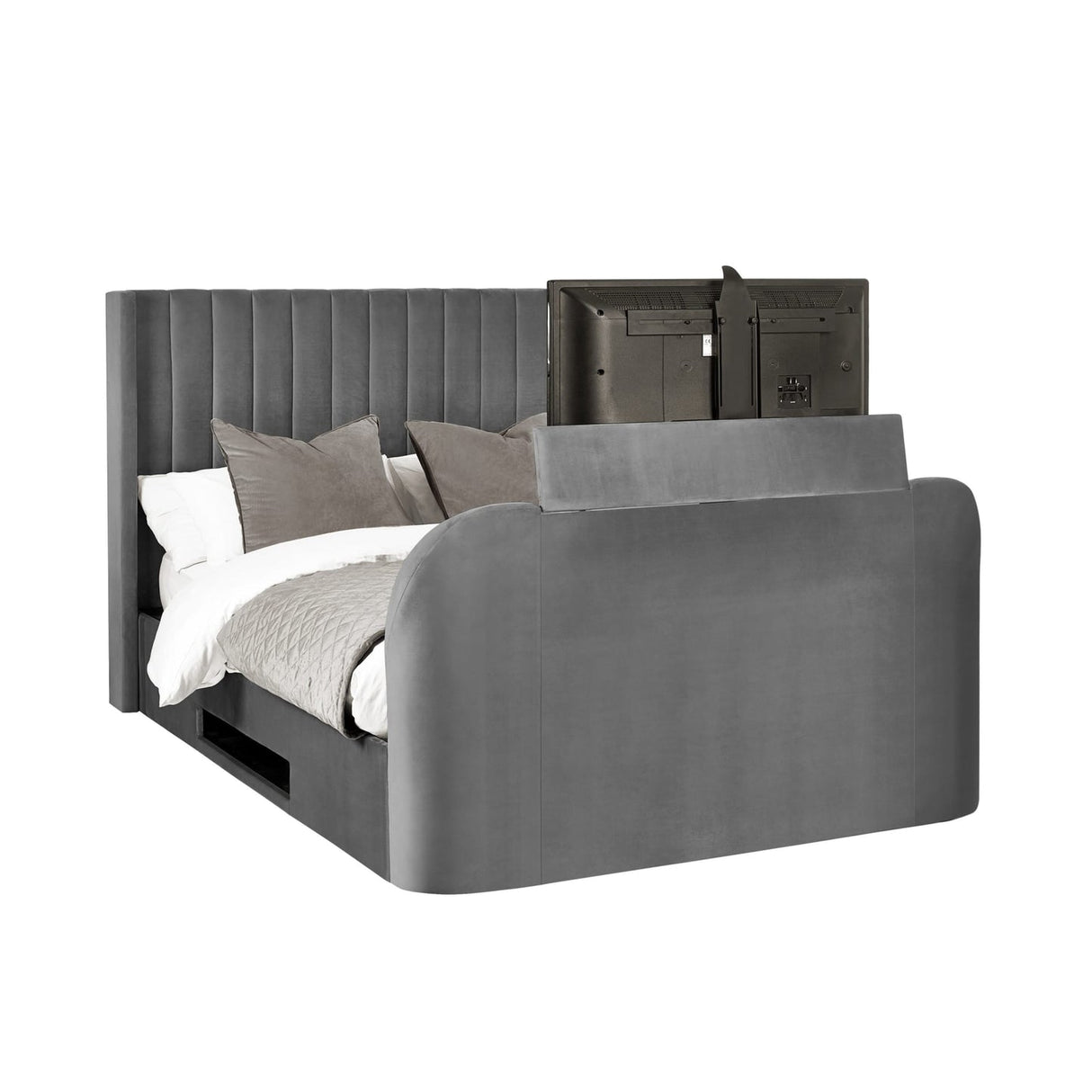 Fabric Super King Size Ottoman TV Storage Bed - Clara