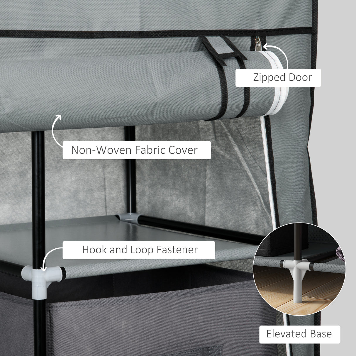 Fabric Wardrobe 102cm Wide With 2 Drawers With Hanging Rail - Velmora