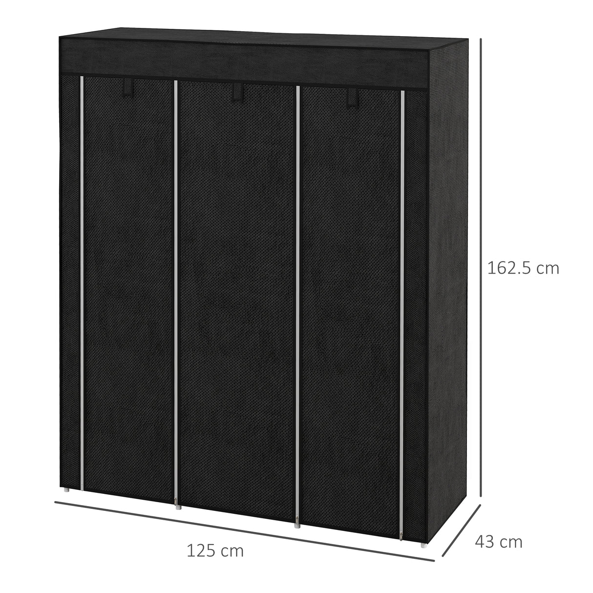 Fabric Wardrobe 125cm Wide With Hanging Rail And Shelves - Velmora