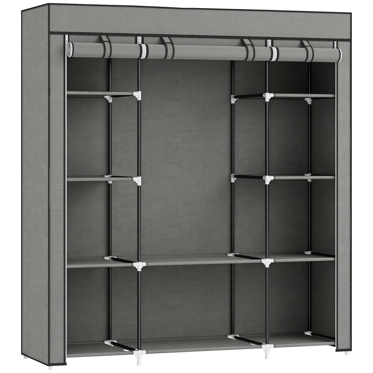 Fabric Wardrobe 150cm Wide With Hanging Rail And Shelves - Velmora