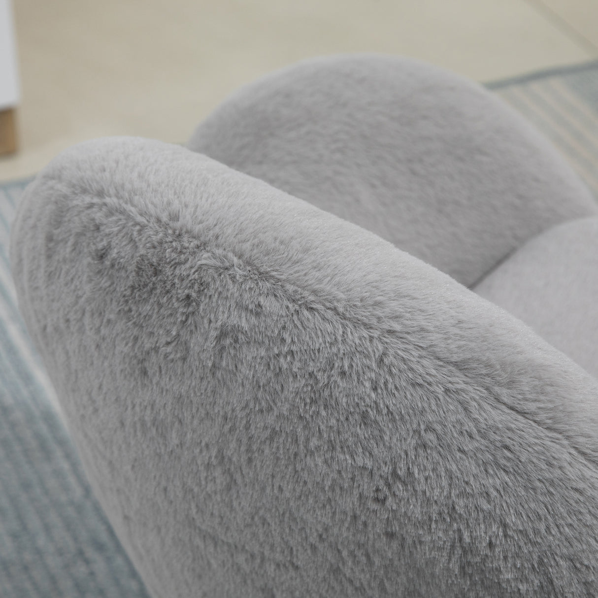 Faux Fur Fabric Home And Office Chair 67cm Wide With Rolling Wheels - Velmora