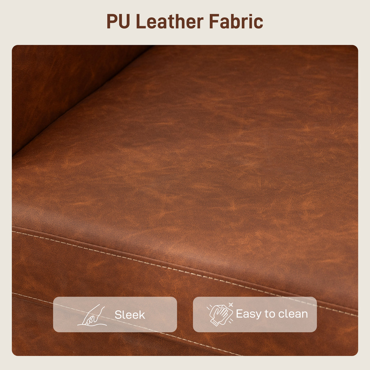 Faux Leather 2 Seater Sofa 135cm Wide With Rubberwood Legs - Velmora