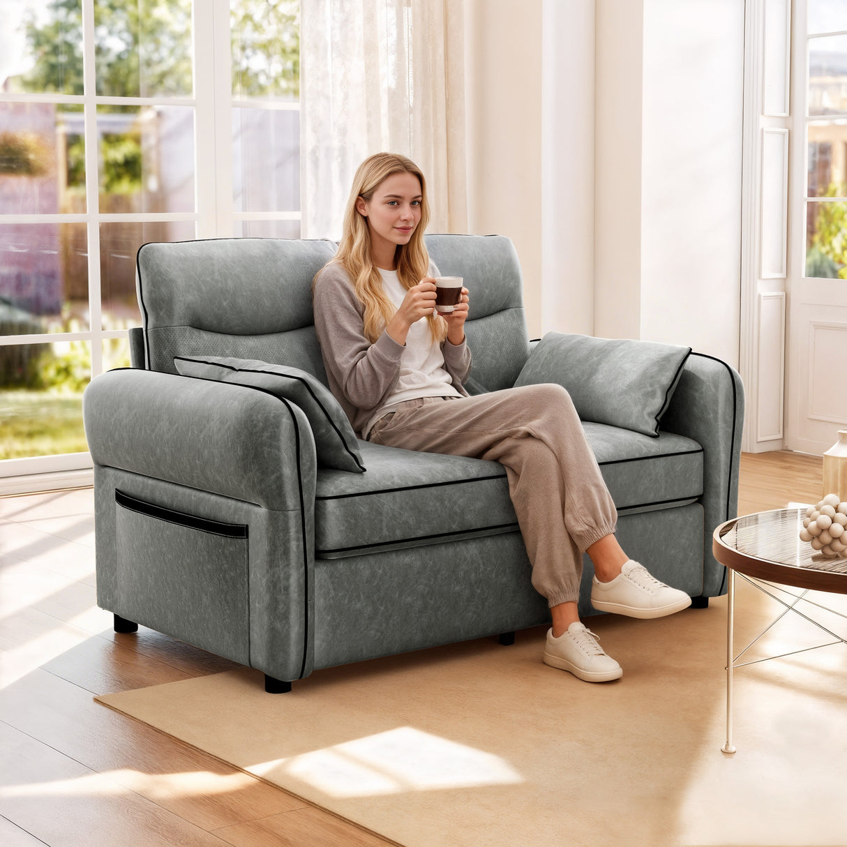 Faux Leather 2 Seater Sofa 136cm Wide - Velmora