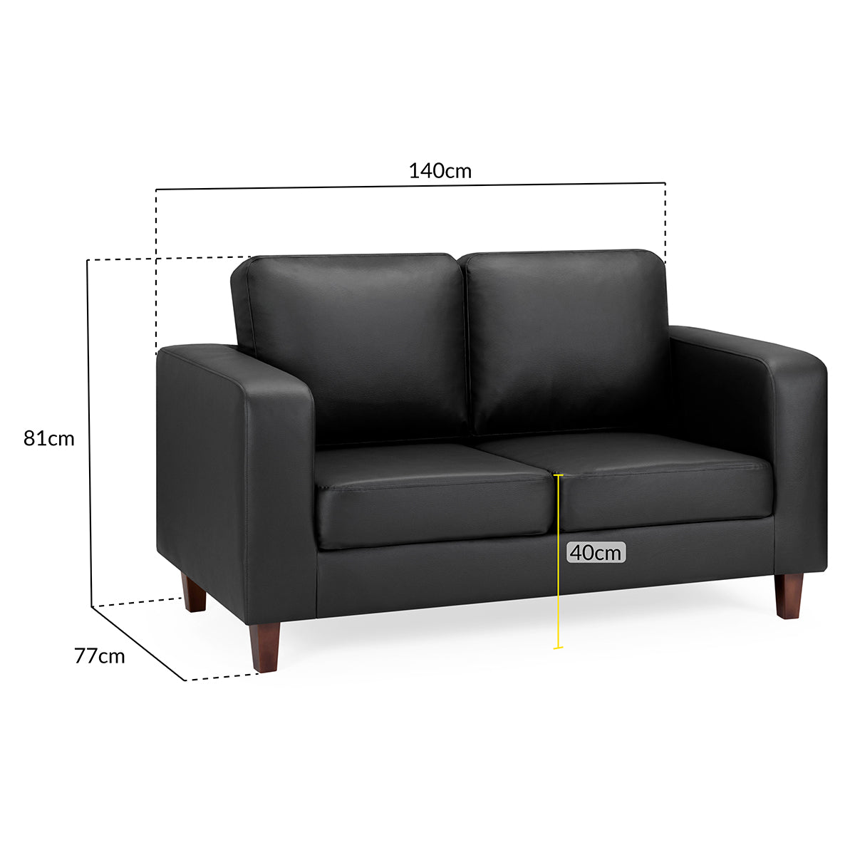 Faux Leather 2 Seater Sofa - Box