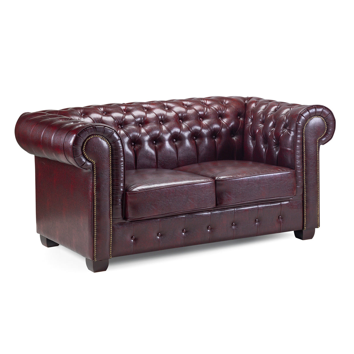 Faux Leather 2 Seater Sofa - Chesterfield