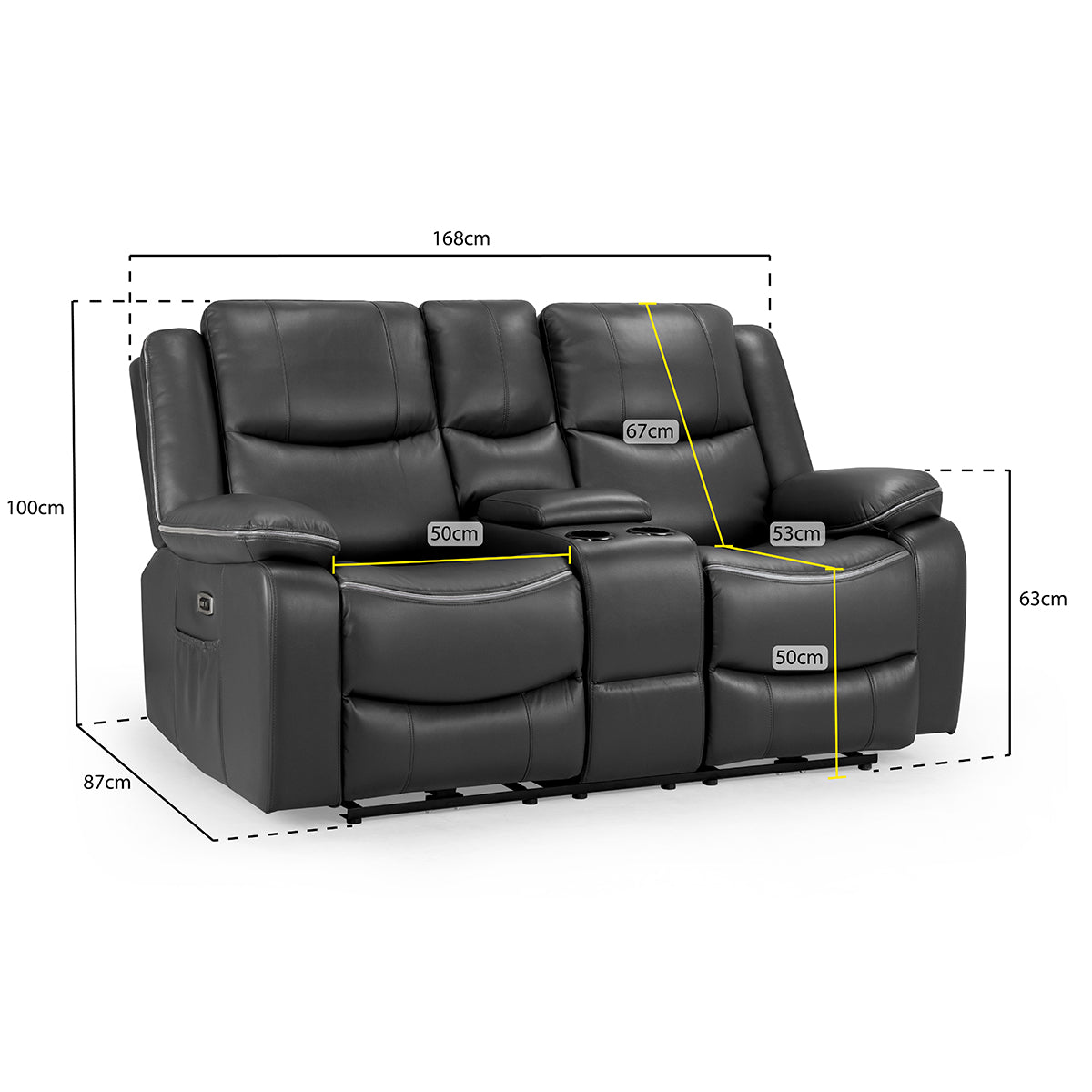 Faux Leather 2 Seater Sofa Electric Recliner - Harald