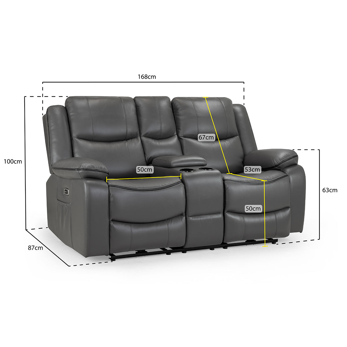 Faux Leather 2 Seater Sofa Electric Recliner - Harald