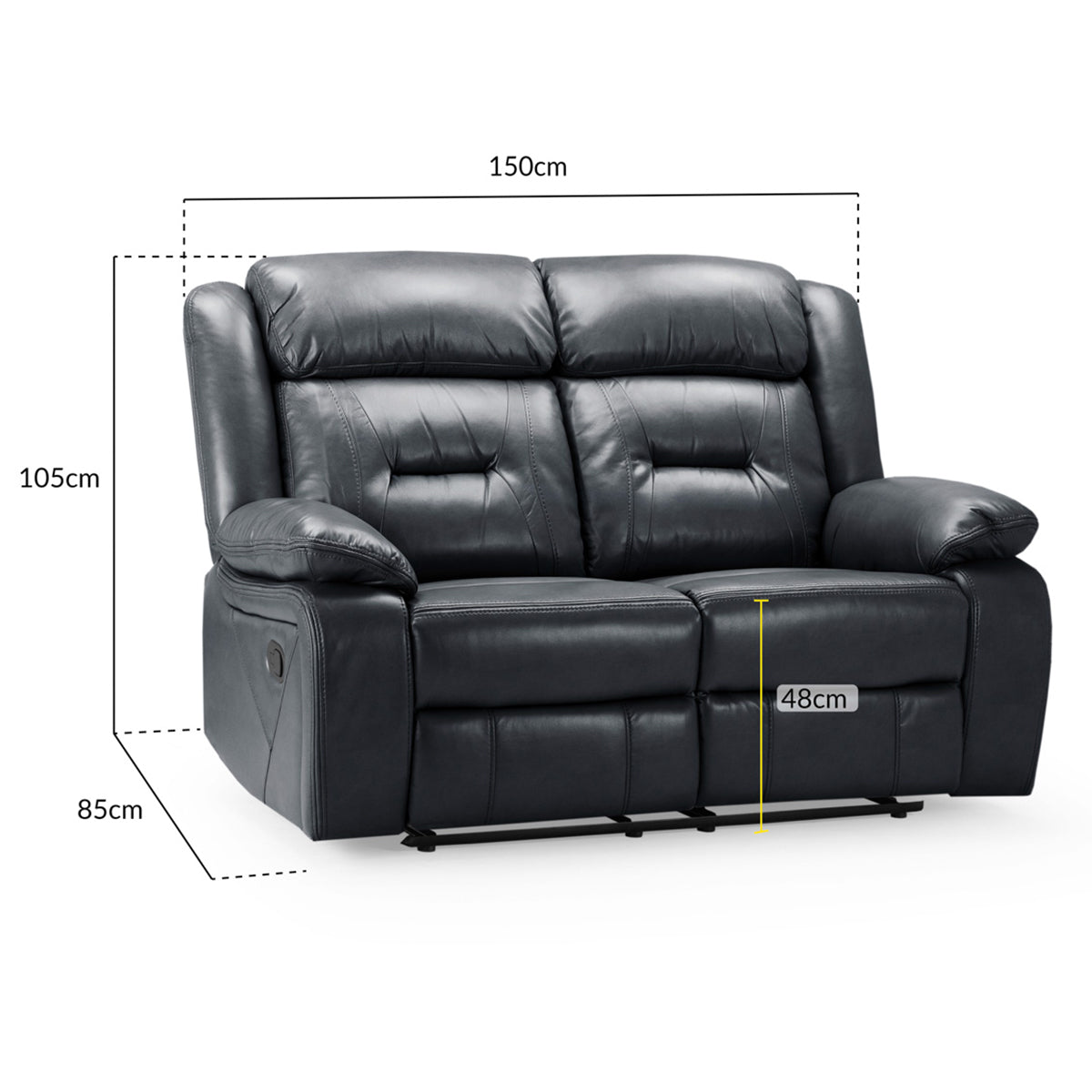 Faux Leather 2 Seater Sofa Recliner - Novie