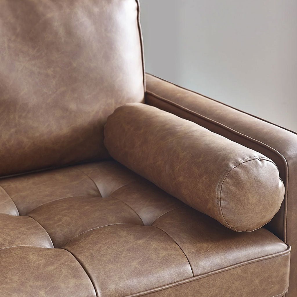 Faux Leather 2 Seater Sofa With Bolster Cushions - Henley