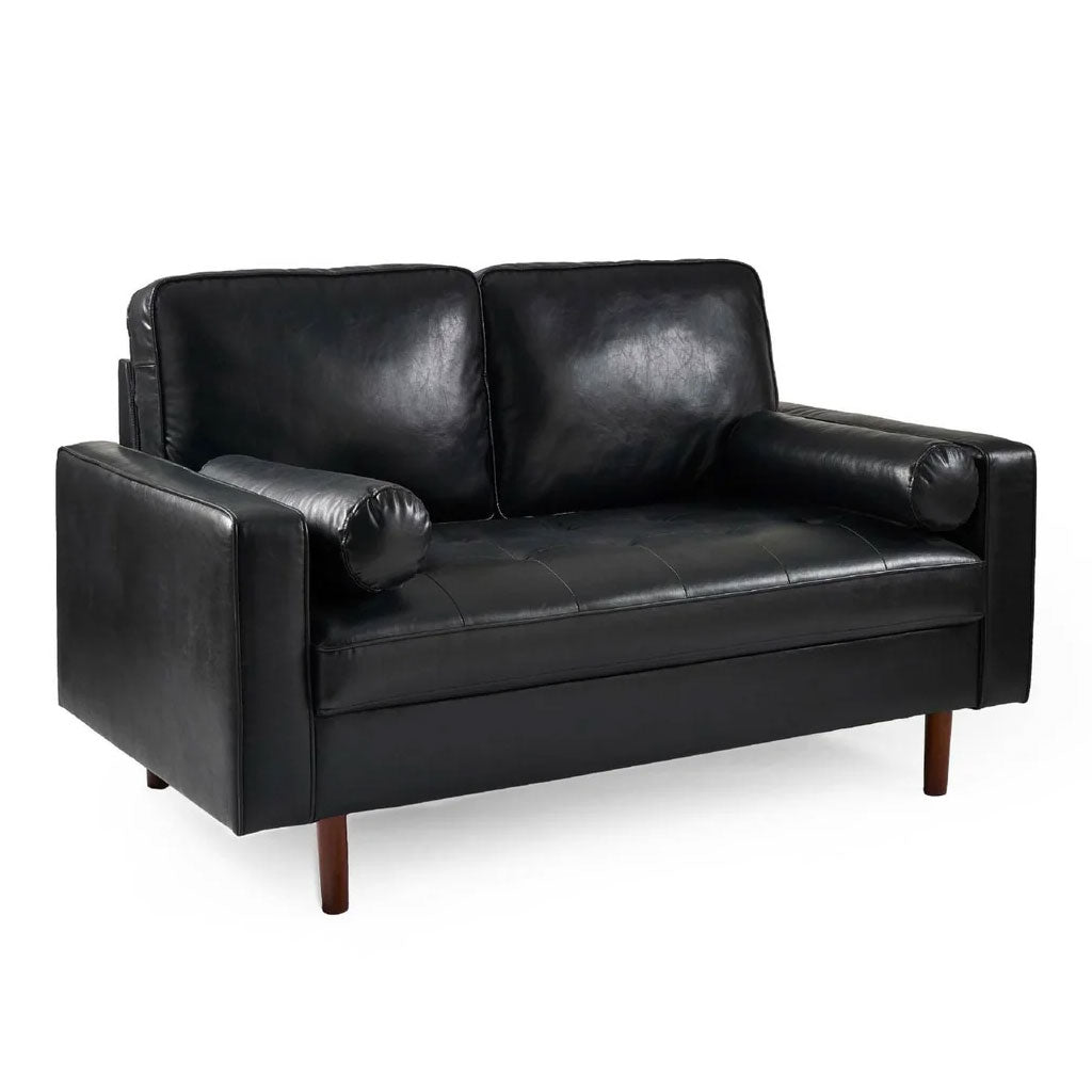 Faux Leather 2 Seater Sofa With Bolster Cushions - Henley