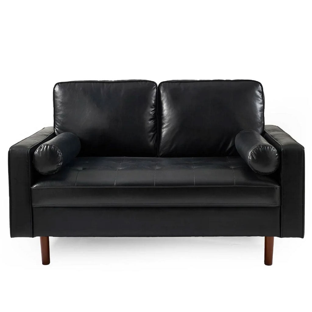 Faux Leather 2 Seater Sofa With Bolster Cushions - Henley