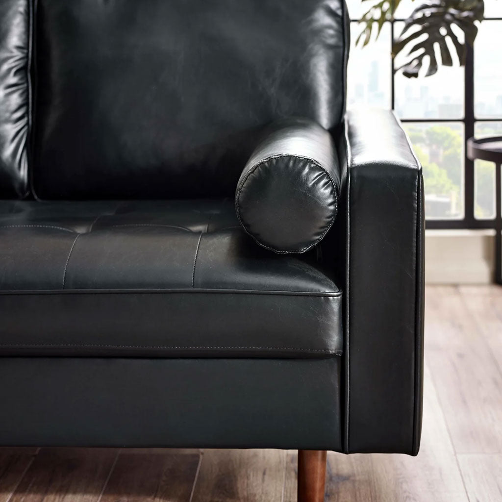 Faux Leather 2 Seater Sofa With Bolster Cushions - Henley