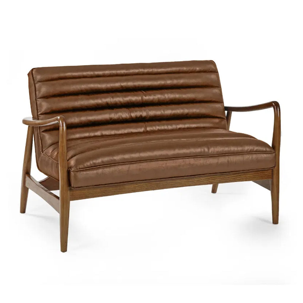 Faux Leather 2 Seater Sofa With Wooden Frame - Marshall