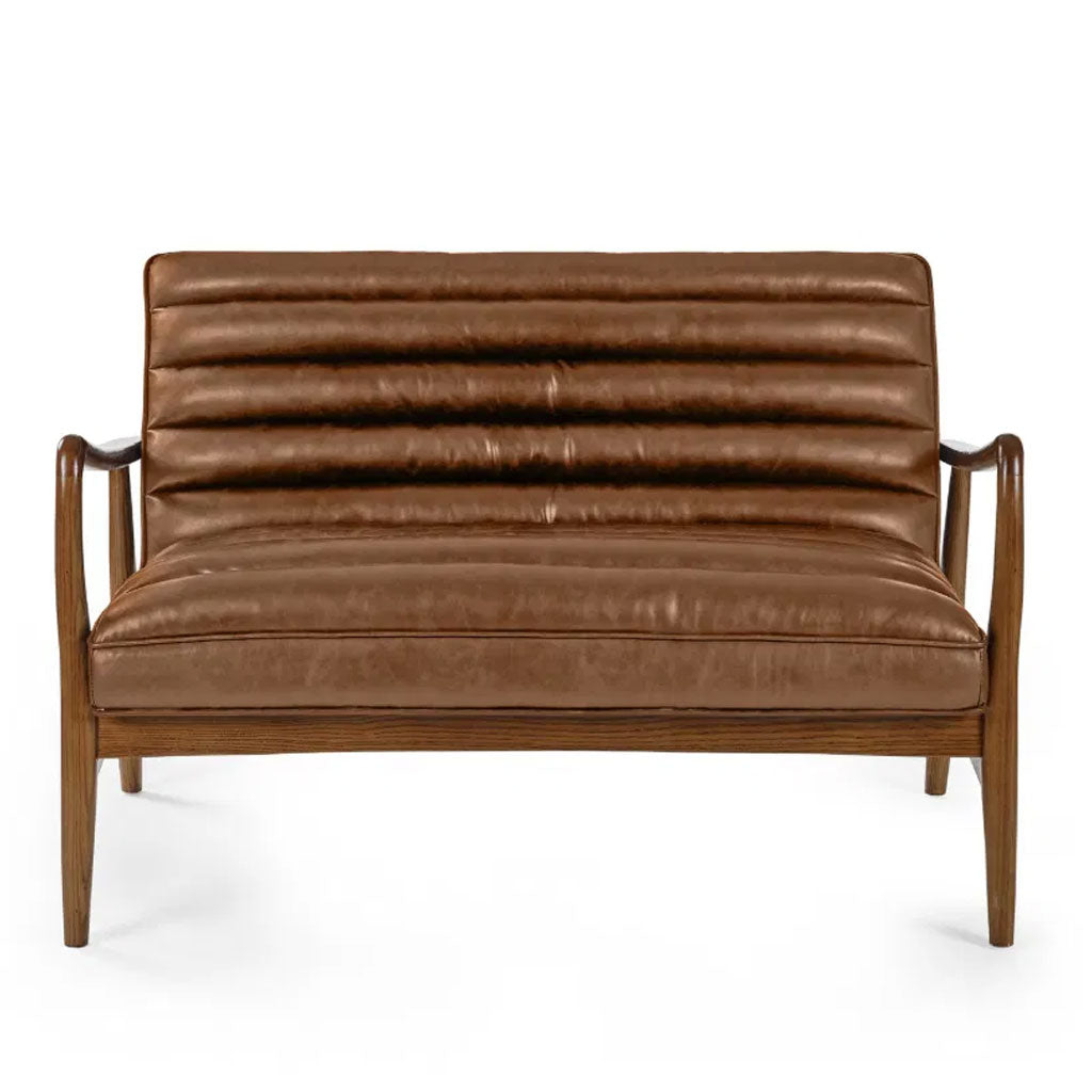 Faux Leather 2 Seater Sofa With Wooden Frame - Marshall