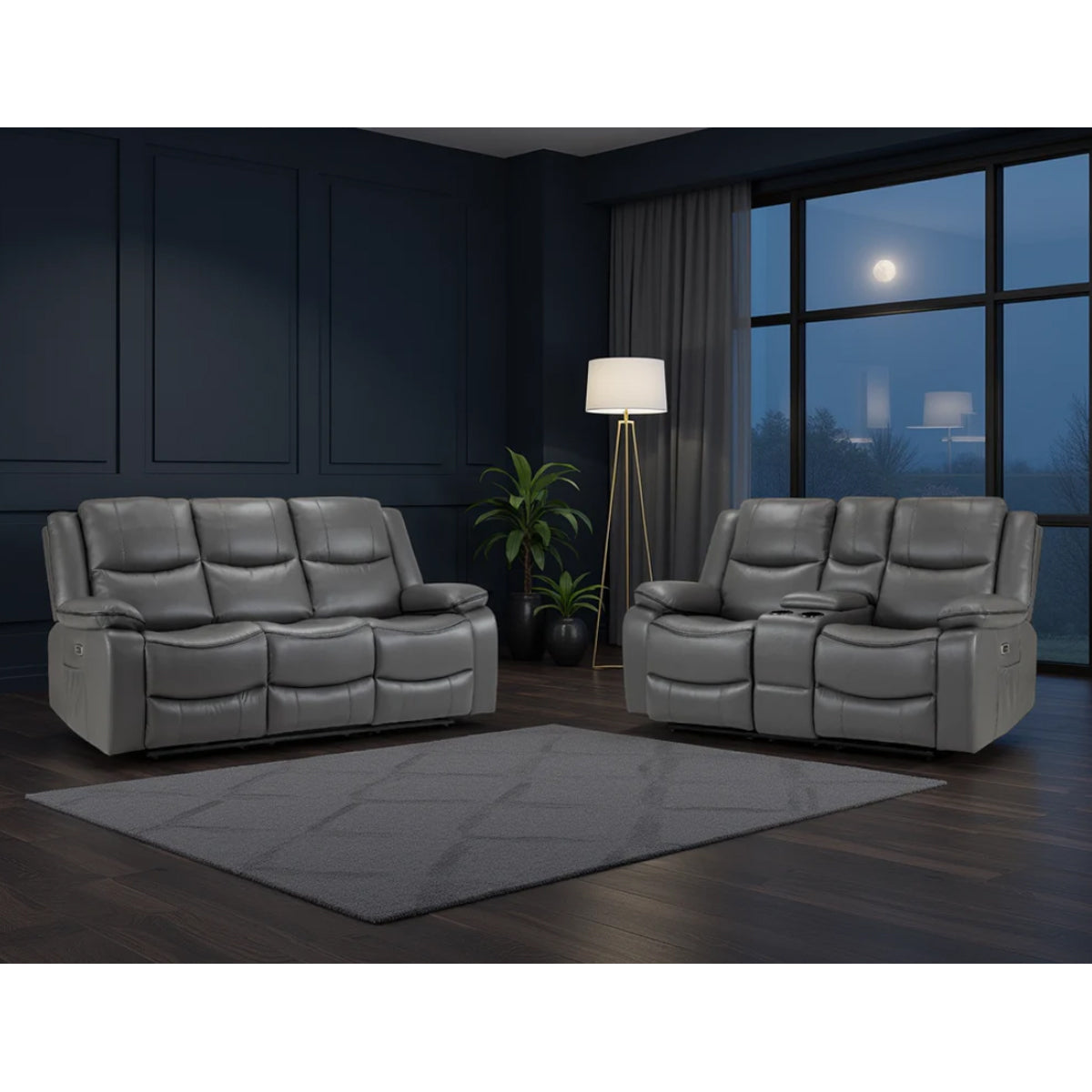 Faux Leather 3 + 2 Seater Sofa Set Electric Recliner - Harald