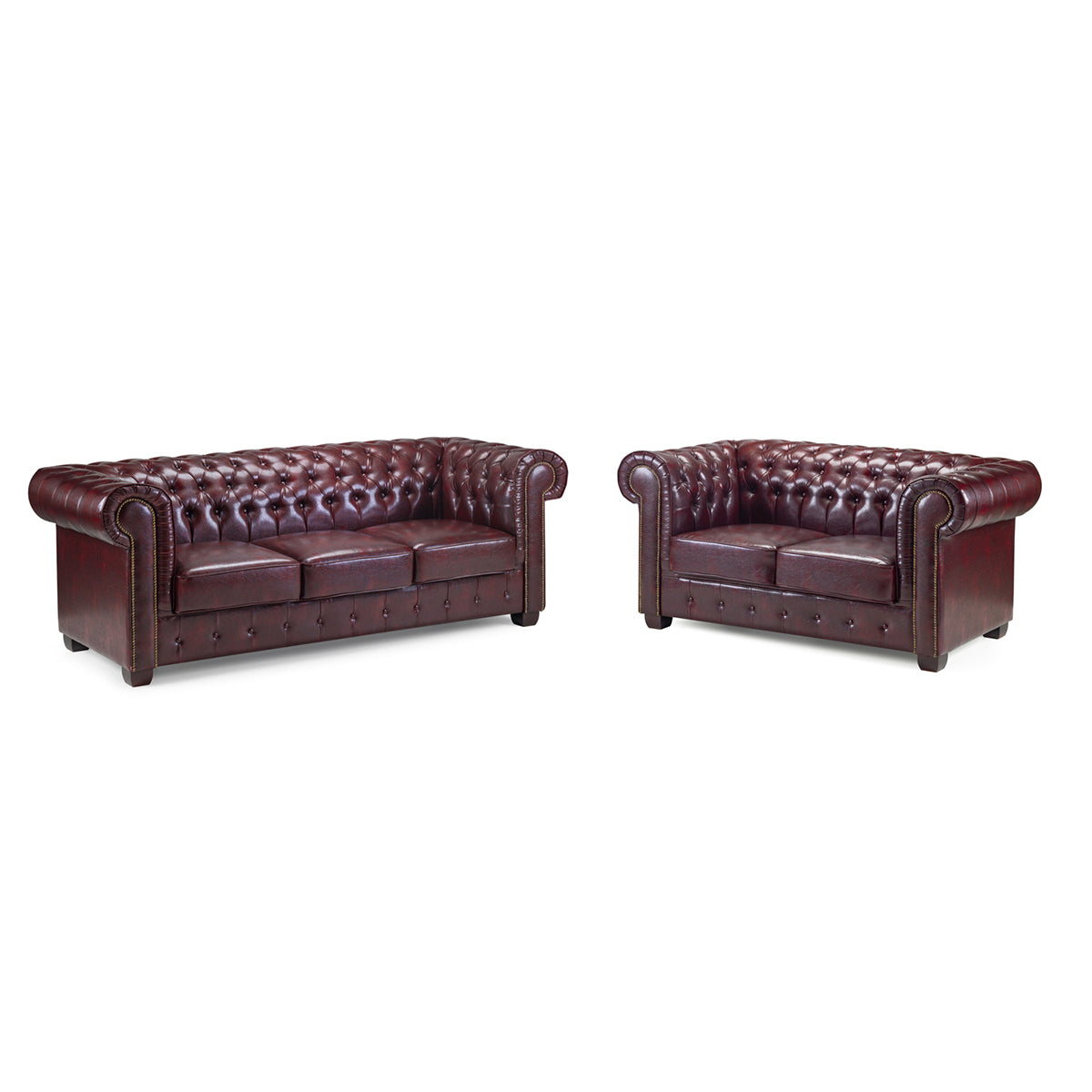 Faux Leather 3 + 2 Seater Sofa Set - Chesterfield