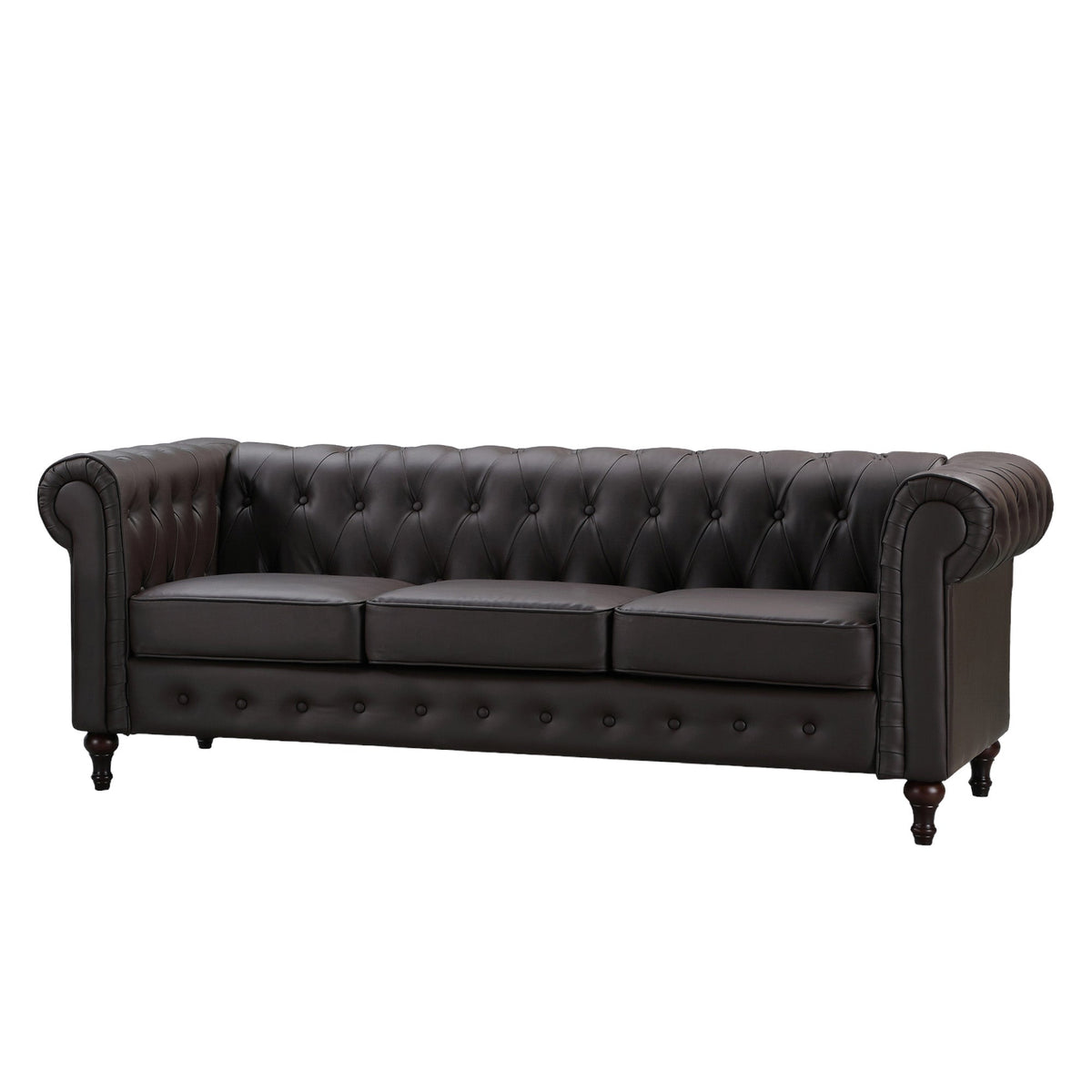 Faux Leather 3 Seater Sofa 207cm Wide - Kensington Home