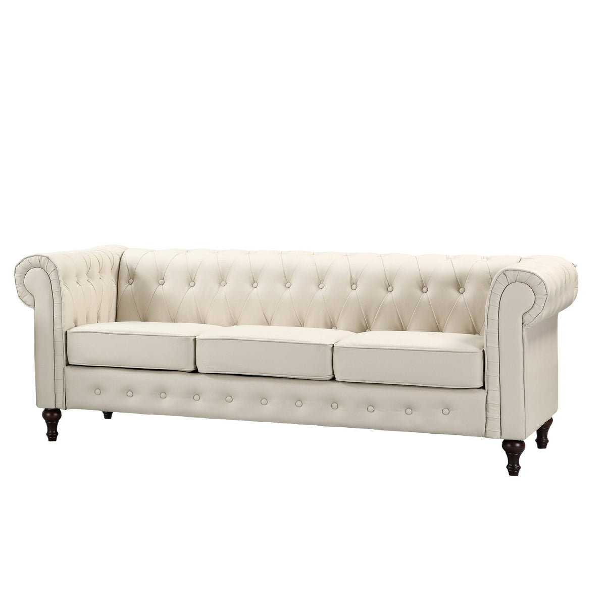 Faux Leather 3 Seater Sofa 207cm Wide - Kensington Home