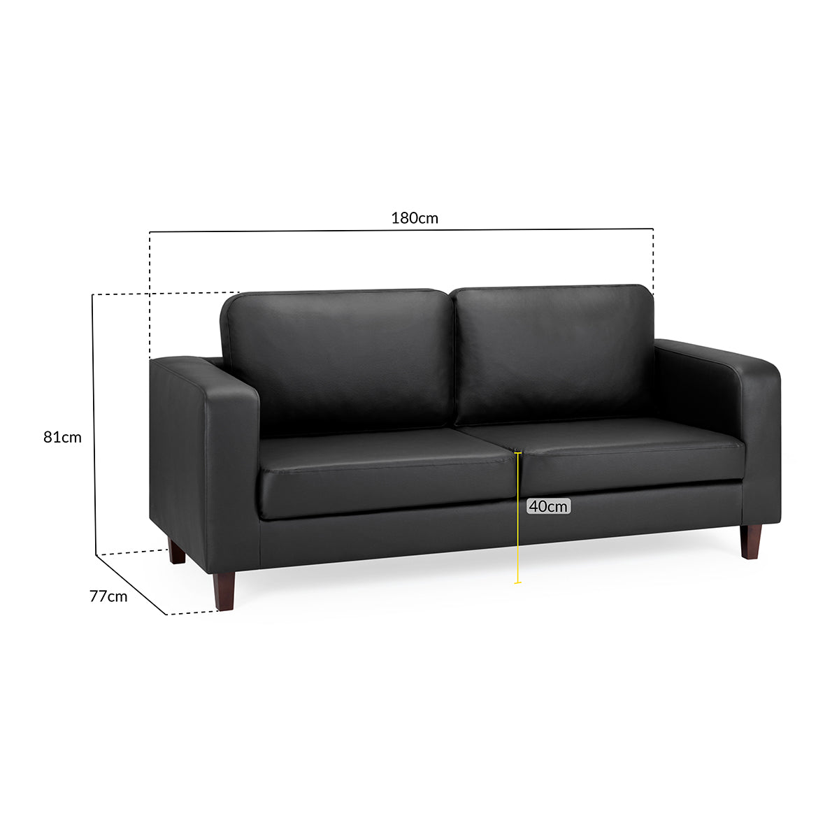 Faux Leather 3 Seater Sofa - Box