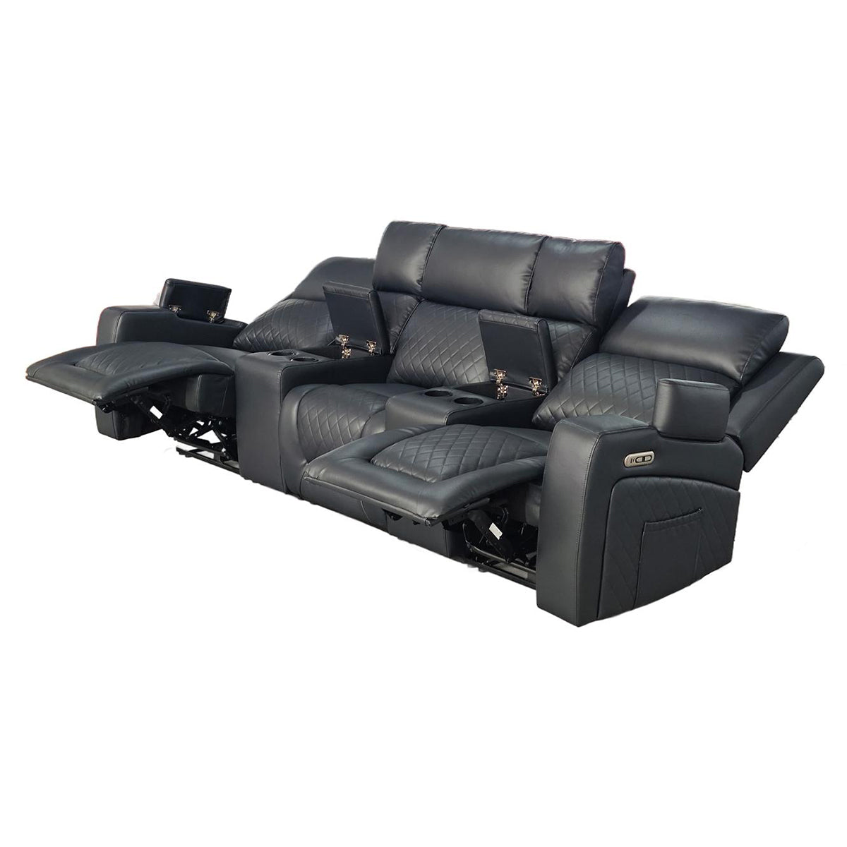 Faux Leather 3 Seater Sofa Electric Recliner - Florence Cinema