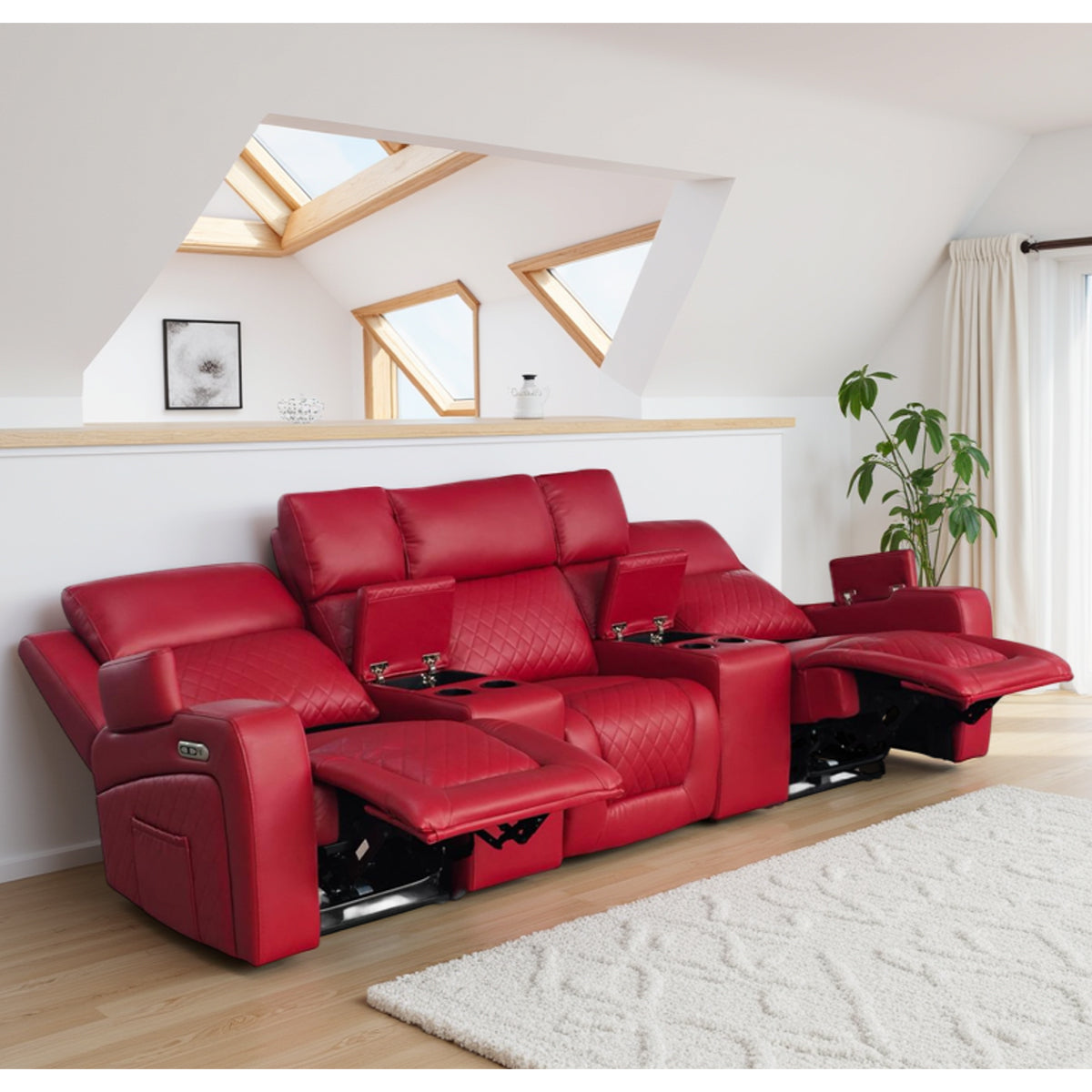 Faux Leather 3 Seater Sofa Electric Recliner - Florence Cinema