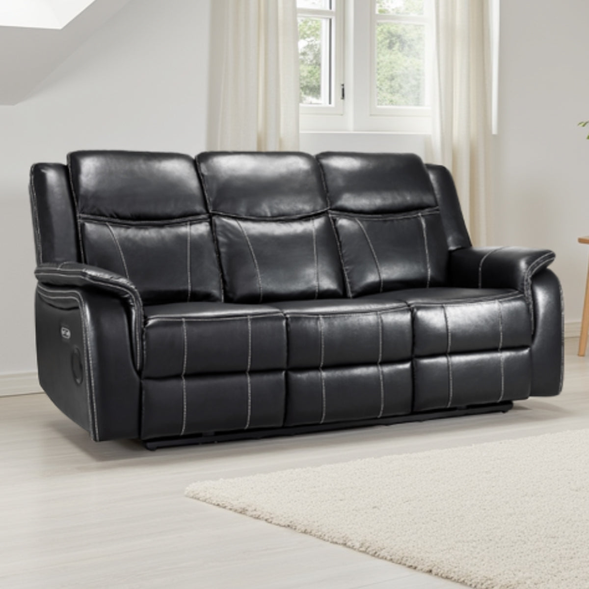 Faux Leather 3 Seater Sofa Electric Recliner - Galaxy Tech