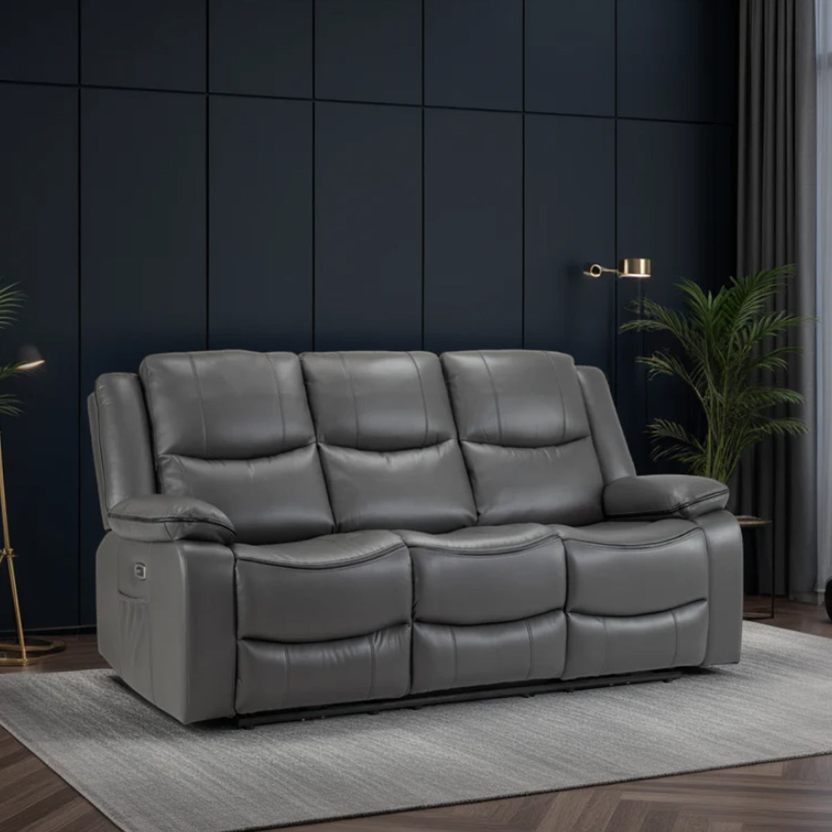 Faux Leather 3 Seater Sofa Electric Recliner - Harald