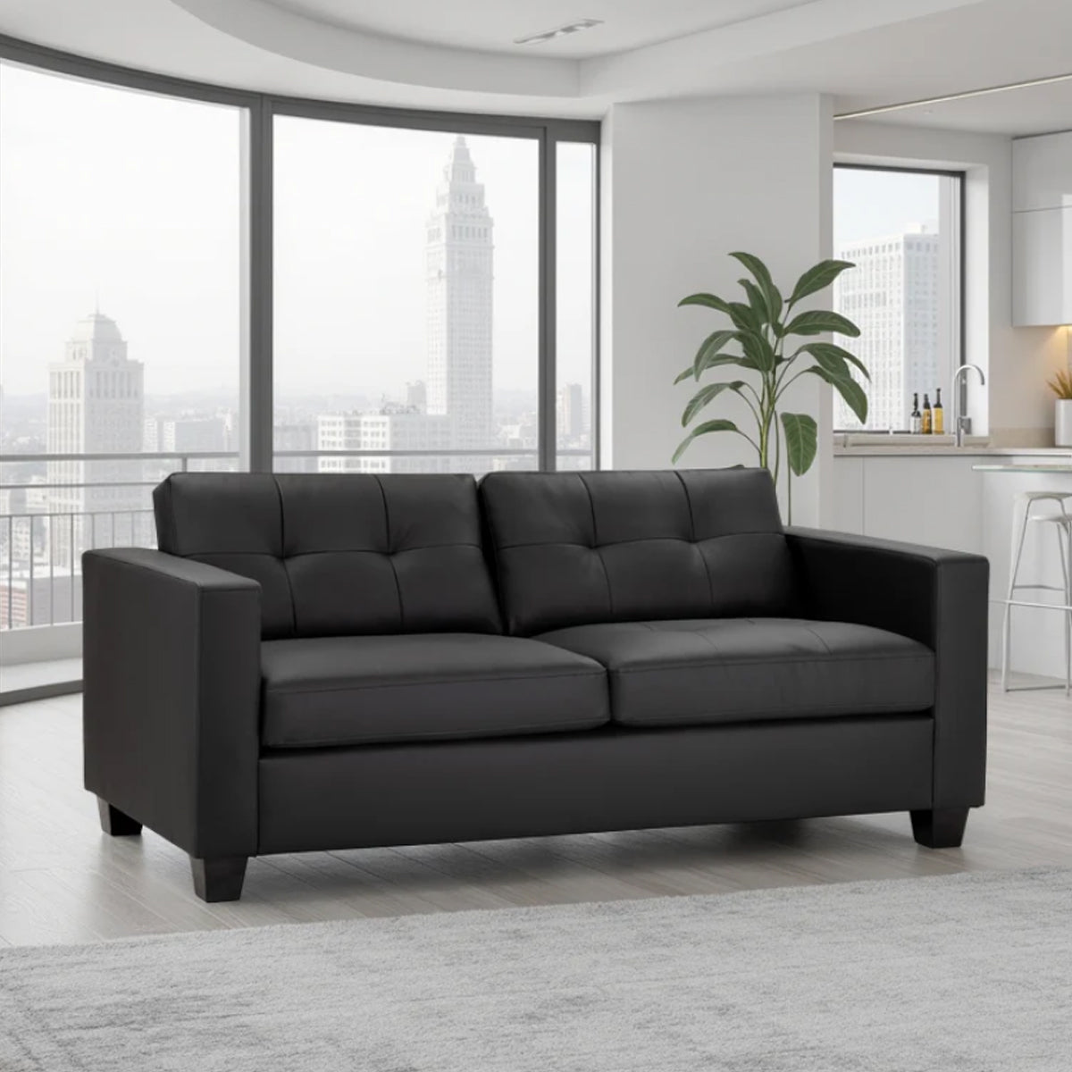 Faux Leather 3 Seater Sofa - Jerry