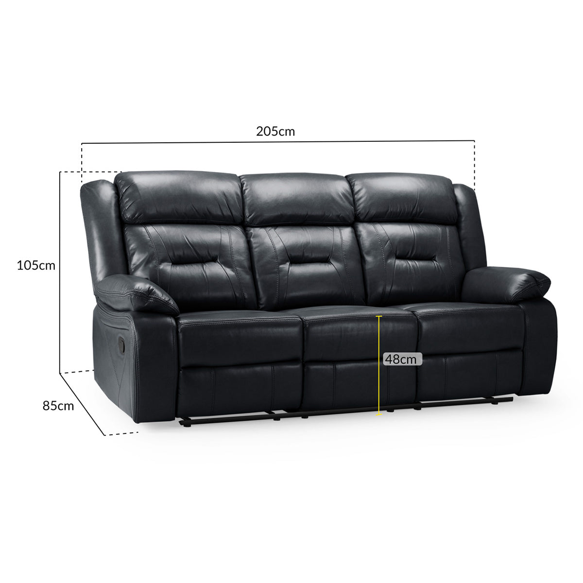 Faux Leather 3 Seater Sofa Recliner - Novie